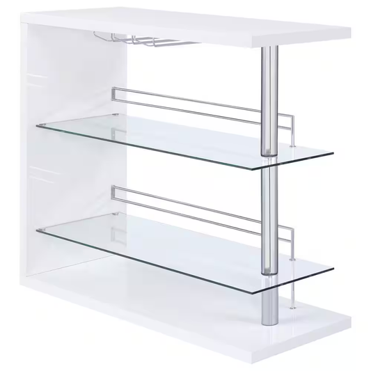 Prescott White High Gloss Wood and Metal Home Bar Table