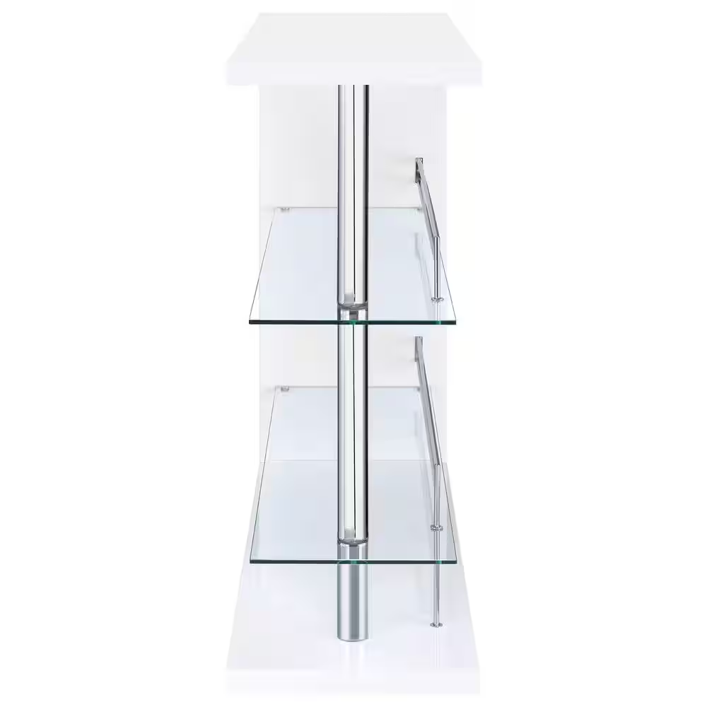 Prescott White High Gloss Wood and Metal Home Bar Table