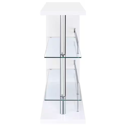 Prescott White High Gloss Wood and Metal Home Bar Table