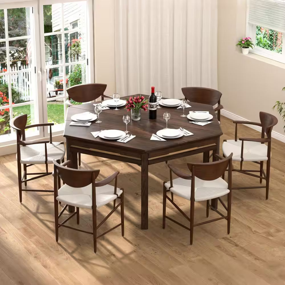 Wood Poker Table Convertible Gaming/Dining Table for 4-6 People with Removable Top, 6-Cup Holders