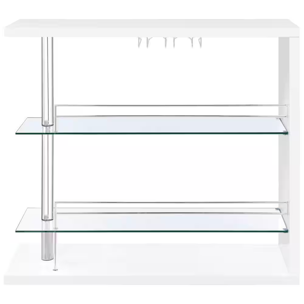 Prescott White High Gloss Wood and Metal Home Bar Table