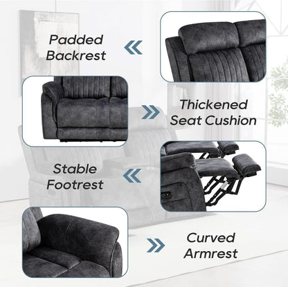 Zero Gravity Power Reclining Sofa Grey With USB Ports