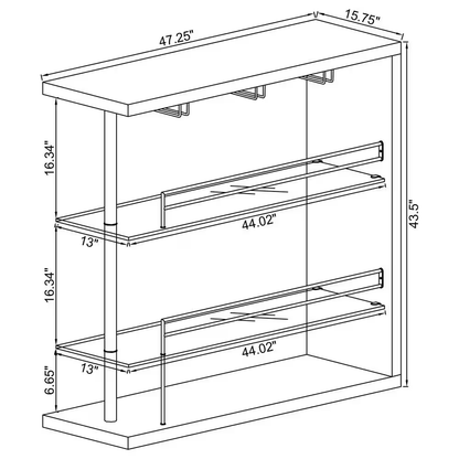 Prescott White High Gloss Wood and Metal Home Bar Table