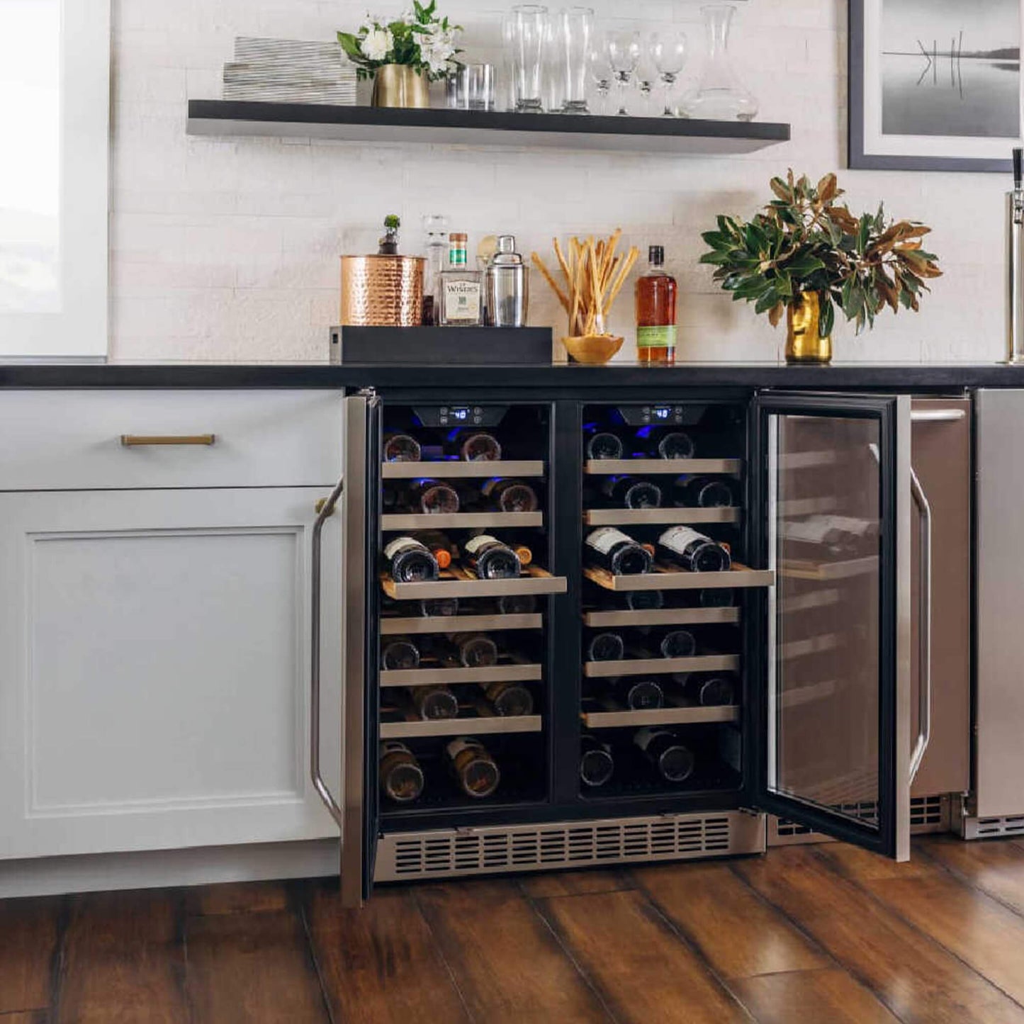 Edgestar 30-Inch Wide 56 Bottle Capacity Built-In French Door Wine Cooler With Door Locks [CWR5631FD] (SAK56381)