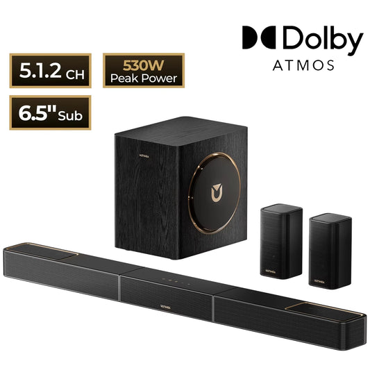 Skywave X40 5.1.2Ch Wireless Surround Sound System for TV with Dolby Atmos, Home Cinema Soundbar with Wireless Subwoofer